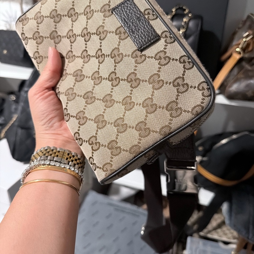 Gucci Beige and Brown Monogram Crossbody Bag